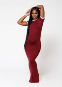 Rêve Ringer Dress- Burgundy/Sand