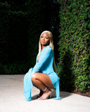 Draped Mini Drêss - Aqua Mirage