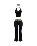 RB Halter Leopard Pant Sêt - Black (PREORDER)