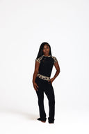 RB Leopard Pant Sêt - Black