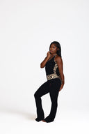 RB Halter Leopard Pant Sêt - Black