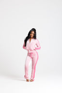 Rêve Script Velour Tracksuit- Lt.Pink/Dark Pink
