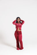 Velour Sculpt Pant Sêt- Burgundy