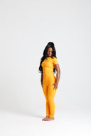 Ribbed SS Pant Set-Orange