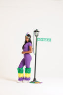 RêveGras Ribbed SS Pant Set-Purple