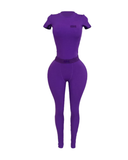 RêveGras Ribbed SS Pant Set-Purple (PREORDER)