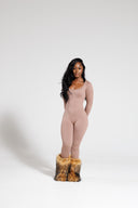 Ribbed Jumpsuit -Camel