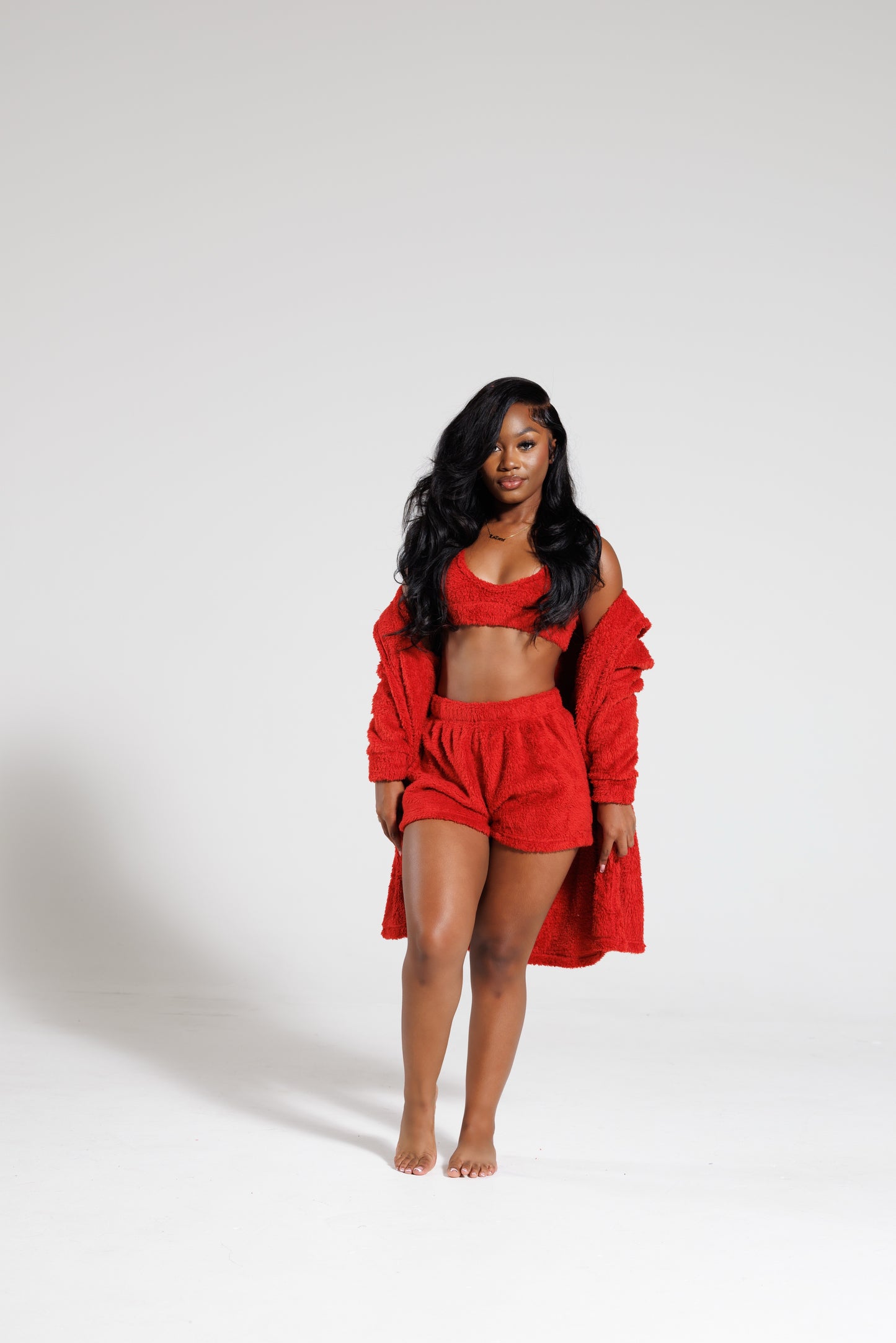 Cozy Fur 3pc Set- Red