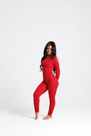 RêveBabe Script Lounge Zip Set - Burgundy