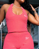 Rêve Halter Stripe Capri Sêt - Red