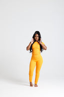 Ribbed SS Pant Set-Orange