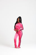 Rêve Script Velour Tracksuit- Pink/Black