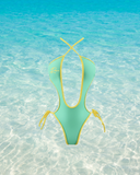 Rêve Script Monokini - Mint/Yellow
